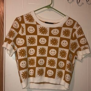 Happy face sweater-knit tee